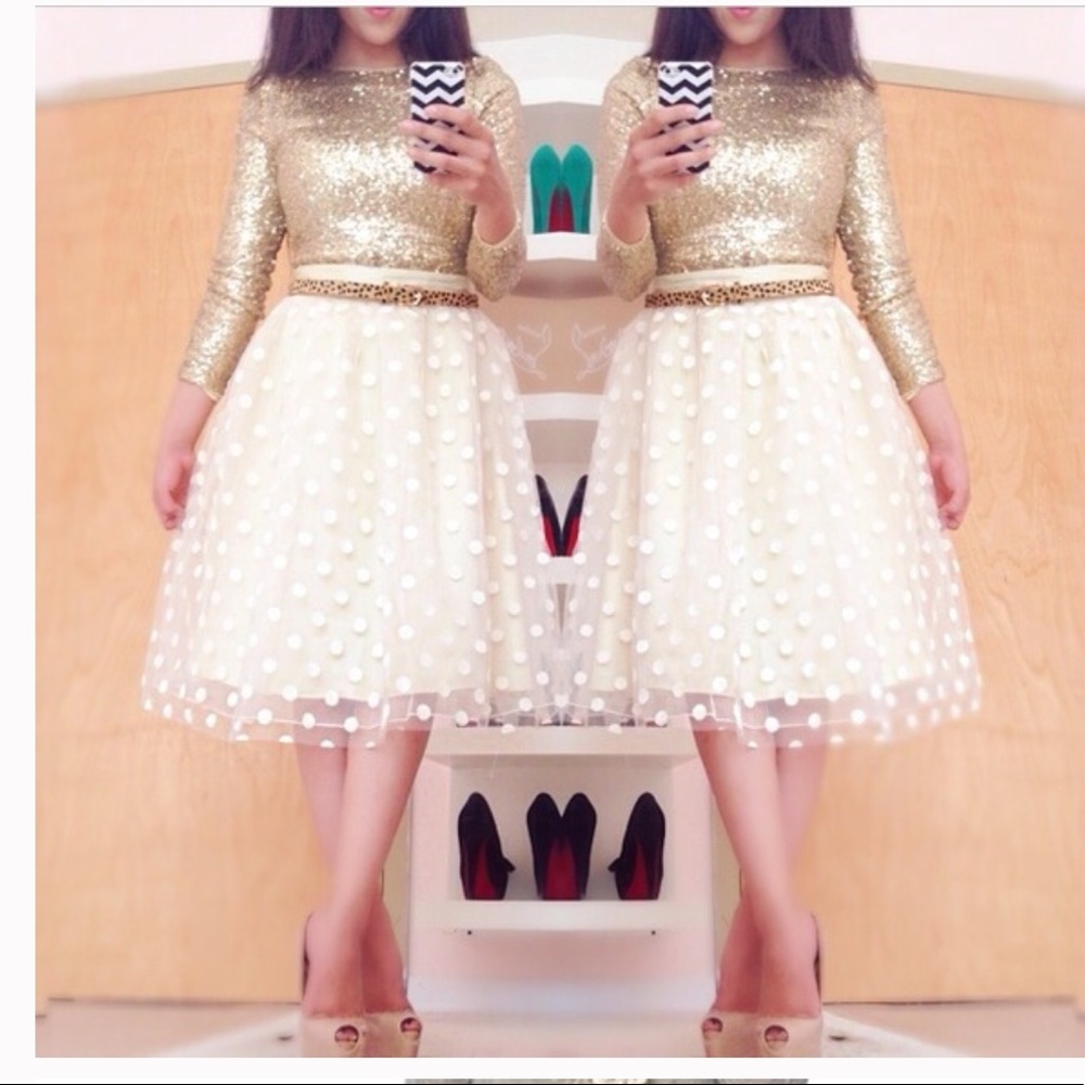 Polka dot Tulle Cream Skirt